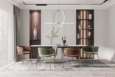 Light Luxury Restaurant Dining Table and Chair Combination 3d model