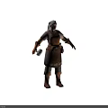 Detailed Medieval Craftsman Character Wearing Apron Hat And Gloves Holding Tool