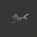Fantasy Creature With Large Mouth Sharp Teeth Silver Gray Body Tentacles And Blue Glowing Elements 3d model