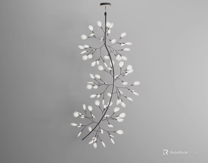 Branch Shaped Chandelier With Small White Lights And Black Branches For Modern Home Decor 3d model 