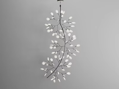 Branch Shaped Chandelier With Small White Lights And Black Branches For Modern Home Decor 3d model
