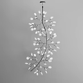 Branch Shaped Chandelier With Small White Lights And Black Branches For Modern Home Decor