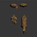 Ancient Terracotta Sculptures with Detailed Standing Kneeling Figures Horse Statue Textured Surface