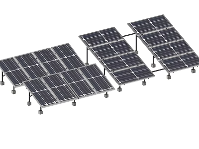 Industrial Solar Panel Array Equipment with Metal Mounting Frames and Stable Installation Layout 3d model