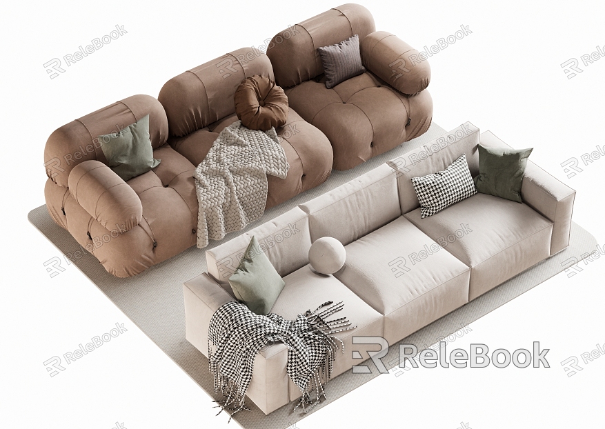 Modern double sofa multiplayer sofa corner sofa model