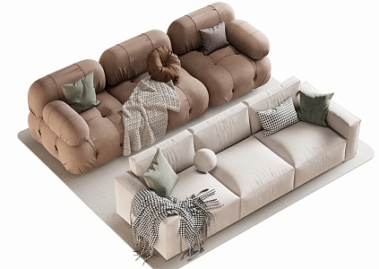 Modern double sofa multiplayer sofa corner sofa 3d model