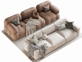 Modern double sofa multiplayer sofa corner sofa 3d model