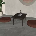 New Chinese Cushion Tea Table Combination 3d model