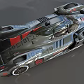 High Performance Race Car with Streamlined Body Rear Wing and Racing Tires