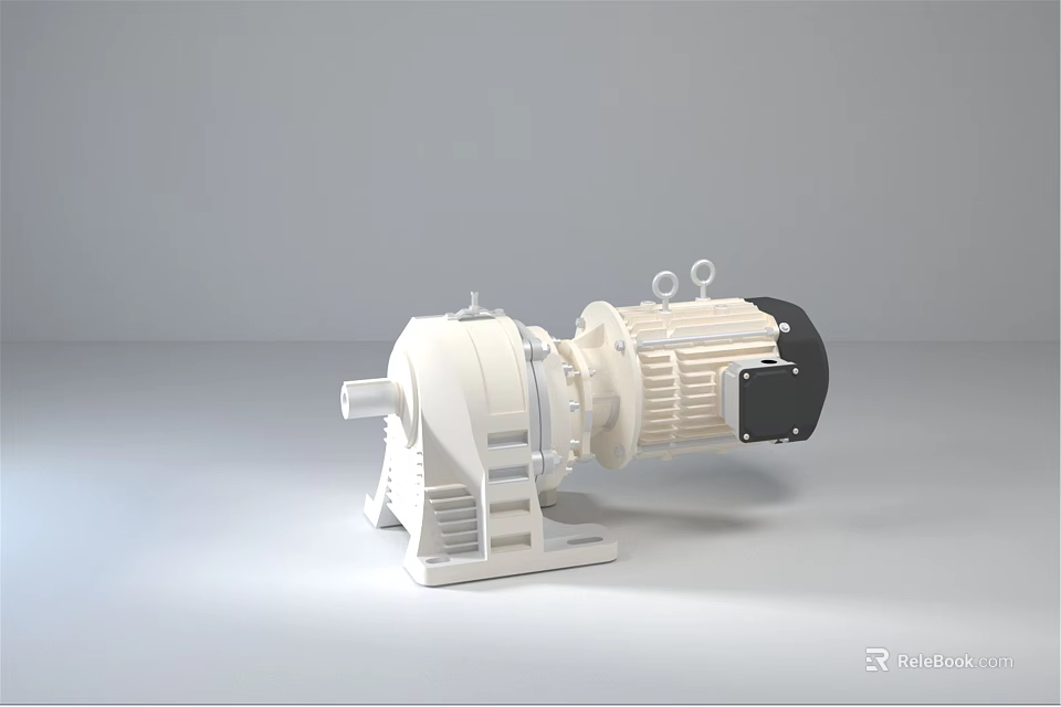 Industrial Motor Equipment Featuring White Casing Black Components And Stable Base 3d model