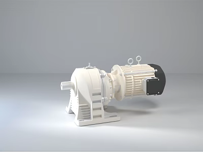 Industrial Motor Equipment Featuring White Casing Black Components And Stable Base 3d model