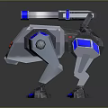 Futuristic Mechanical Animal 3D Model with Silver Blue Exterior and Red Eyes