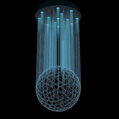 Modern chandelier fiber optic lamp 3d model