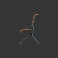 Three Seat Public Chair With Orange Seat Backrest And Metal Frame Design