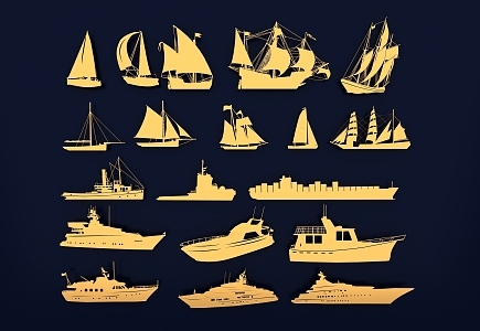 Ship silhouette sailing boat speedboat cruise ship cargo ship sailing boat Icon 3d model