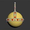 Golden Crown Shaped Decorative Ornament Set With Cross And Pearl Accents
