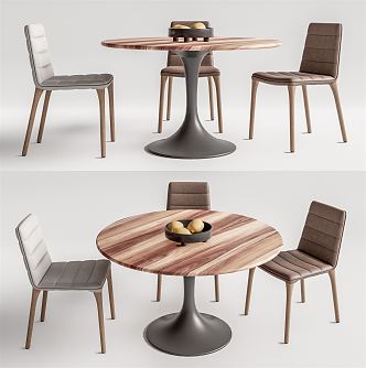 Modern Dining Table and Chair Combination Round Table and Chair Combination 3d model