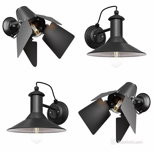 Black Modern Wall Lights With Industrial Design For Indoor Decorative Use 3d model 