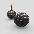 Vintage Military Grenade With Textured Surface And Metal Parts As Tactical Weapon