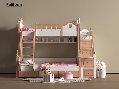 Modern Hangs and Downs Children's Room Hangs and Downs Bunk Bed 3d model