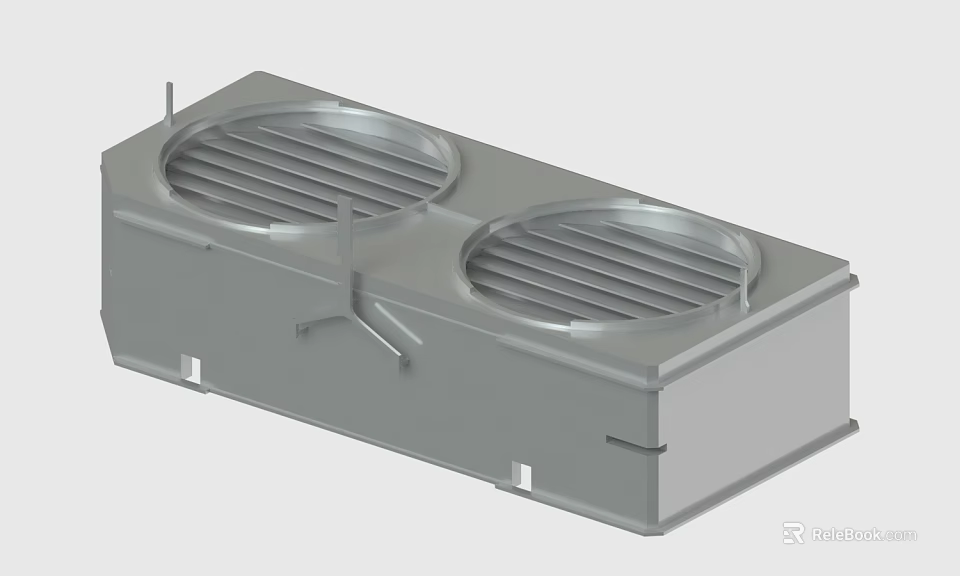 Durable Gray Rectangular Equipment Case With Two Circular Ventilation Grilles 3d model