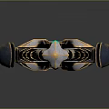 Hero Character And Mythical Creature Holding Ornate Decorative Sword With Gemstone Accents