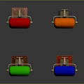 Vintage Style Table Lamps With Green Red Blue Orange Shades And Metal Bases