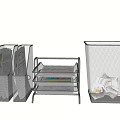 Public Facilities Office Metal Mesh File Holders Document Trays And Waste Bin 3d model