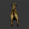 Elegant Golden Unicorn Sculpture With Decorative Horn And Leafy Tail Design
