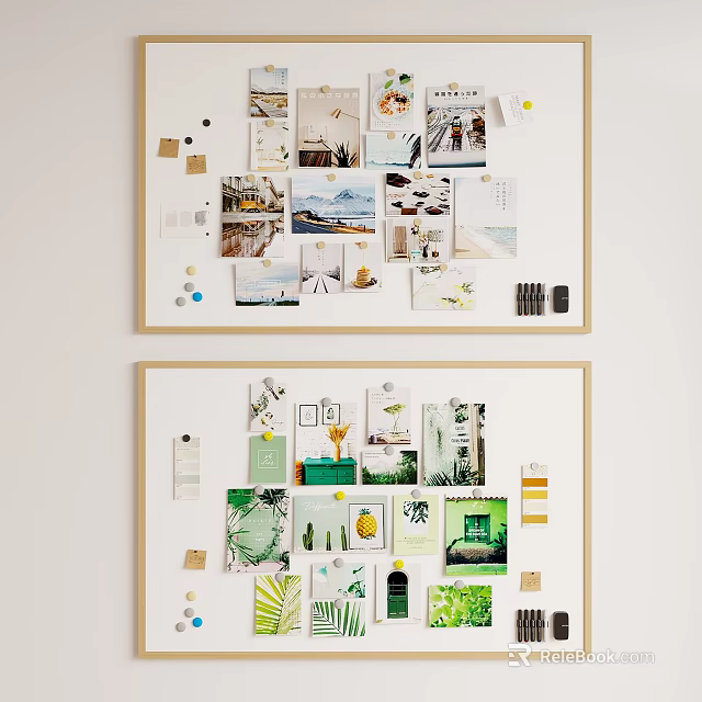 Photo Wall Decorated With Various Photos Pictures And Decorative Elements For Wall 3d model 