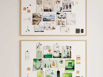 Photo Wall Decorated With Various Photos Pictures And Decorative Elements For Wall 3d model