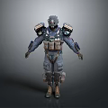Armored Humanoid Character With Tactical Combat Gear And Mechanical Armor Design