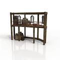 Vintage Wooden Multi Tiered Furniture Display Shelf With Storage Units And Open Racks