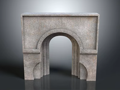 Classical Stone Arched Entrance Gate With Decorative Textured Surface Design 3d model