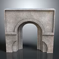 Classical Stone Arched Entrance Gate With Decorative Textured Surface Design