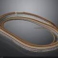Brown And White Striped Snake Coiled On Smooth Black Surface
