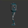 Blue Metallic Robot With Humanoid Design Shiny Surface And Mechanical Features