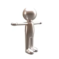 Silver Metallic 3D Game Movie Character With Simple Design And Outstretched Arms