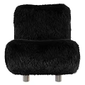 Black Fluffy Single Sofa With Plush Faux Fur Upholstery And Cozy Design