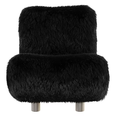 Black Fluffy Single Sofa With Plush Faux Fur Upholstery And Cozy Design 3d model