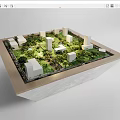 Commercial Model Equipment With Green Vegetation White Buildings And Square Structure