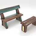 Natural Wooden Outdoor Chairs With Green Backrest Panel And Gold Leg Decor