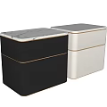 Modern Black Bedside Table With Gold Accents And Two Tier Design 3d model