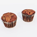 Delicious Chocolate Muffins with Crumbly Tops in Paper Liners on White Background