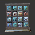 Artistic Wooden Chest of Drawers with Multiple Colorful Decorative Panels and Unique Designs