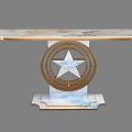 Elegant Console Table With Marble Top And Gold Star Circular Base Design 3d model