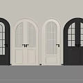 Arched Flush Doors With Glass Panes In White And Dark Gray Finishes