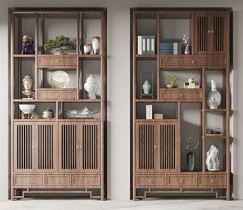 New Chinese-style Antique Shelf Decorative Cabinet 3d model