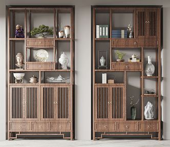 New Chinese-style Antique Shelf Decorative Cabinet 3d model