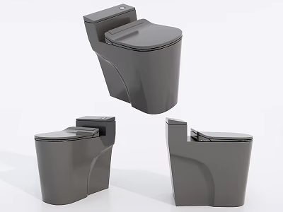 Modern Gray Toilet Design Showcased From Different Angles With Sleek Surface 3d model
